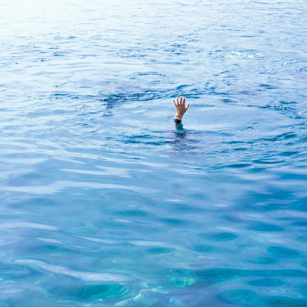 Person swimming in open water